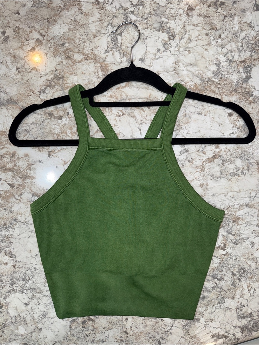Athleta L Aurora Seamless High Neck V-Back Tank  Baja Green